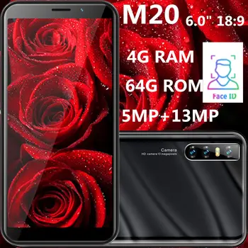 

M20 smartphones Global quad core 4GB RAM 64G ROM 6.0inch 13mp Face ID unlocked android mobile phones cheap celulares WCDMA WIFI