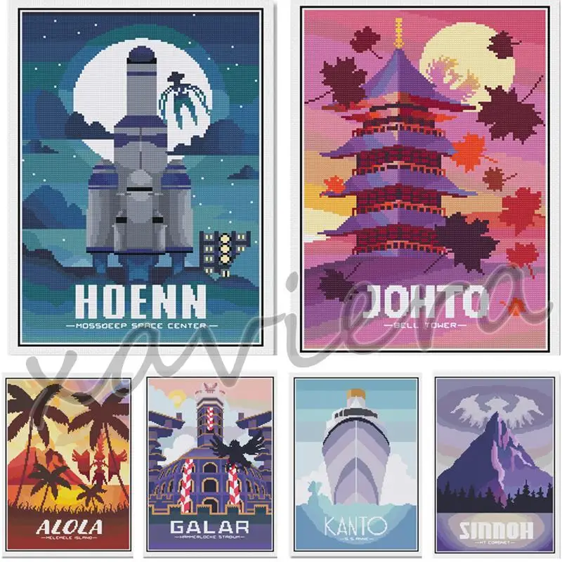 

World City Landscape Diamond Painting Cartoon Rocket Ship Mosaic Embroidery Cross Stitch Cartoon Picture of Rhinestone Artwork