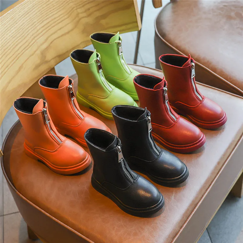 

CHILDREN'S Martin Boots 2019 Autumn & Winter New Style plus Velvet Girls' Short Boots Big Boy Warm Girls' Leather Shoes plus Vel
