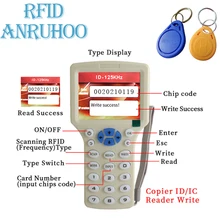 Handheld rfid 10 frequência duplicador 13.56mhz nfc smart chip cartão de criptografia decodificação leitor 125khz chave ic/id tag escritor clone