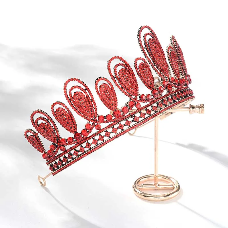 

Luxury Bridal Wedding Headband Rhinestone Tiara Red Black Silver Women Crown Birthday Headband Women Jewelry Hair Accessories VL