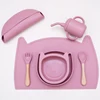Cartoon Animal Silicone Tableware Child Feeding Set Baby Training Meal Strong Suction Food Grade Silicone BPA Free Baby Shower 4
