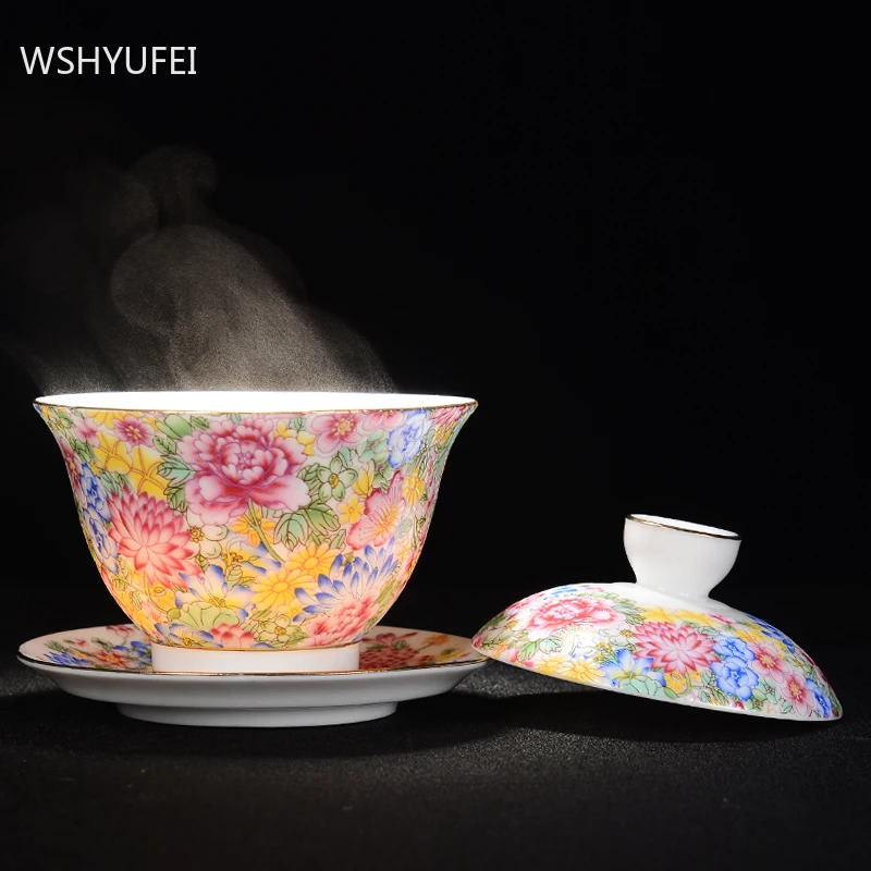 Wshyufei Jingdezhen Ceramics Tea Cup Gaiwan Handmade Tea Bowl Teaset