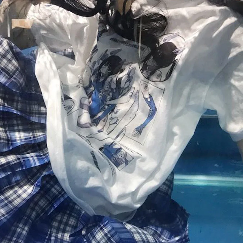 Punk Dark Grunge Streetwear Ladies gothic Top Tshirts Harajuku Clothes y2k clothing shirt Goth Female Tee Loose Women T-shirt