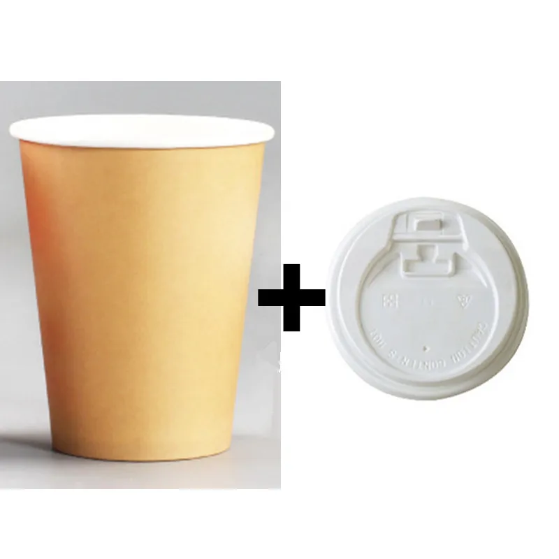Cup and Black Lid2 50 шт индивидуального настроения шаблон одноразовая кофейная чашка 400 мл/500 мл холодный горячий напиток плотная бумажная чашка с крышкой и крафт-бумажный рукав - Цвет: Cup and Black Lid2