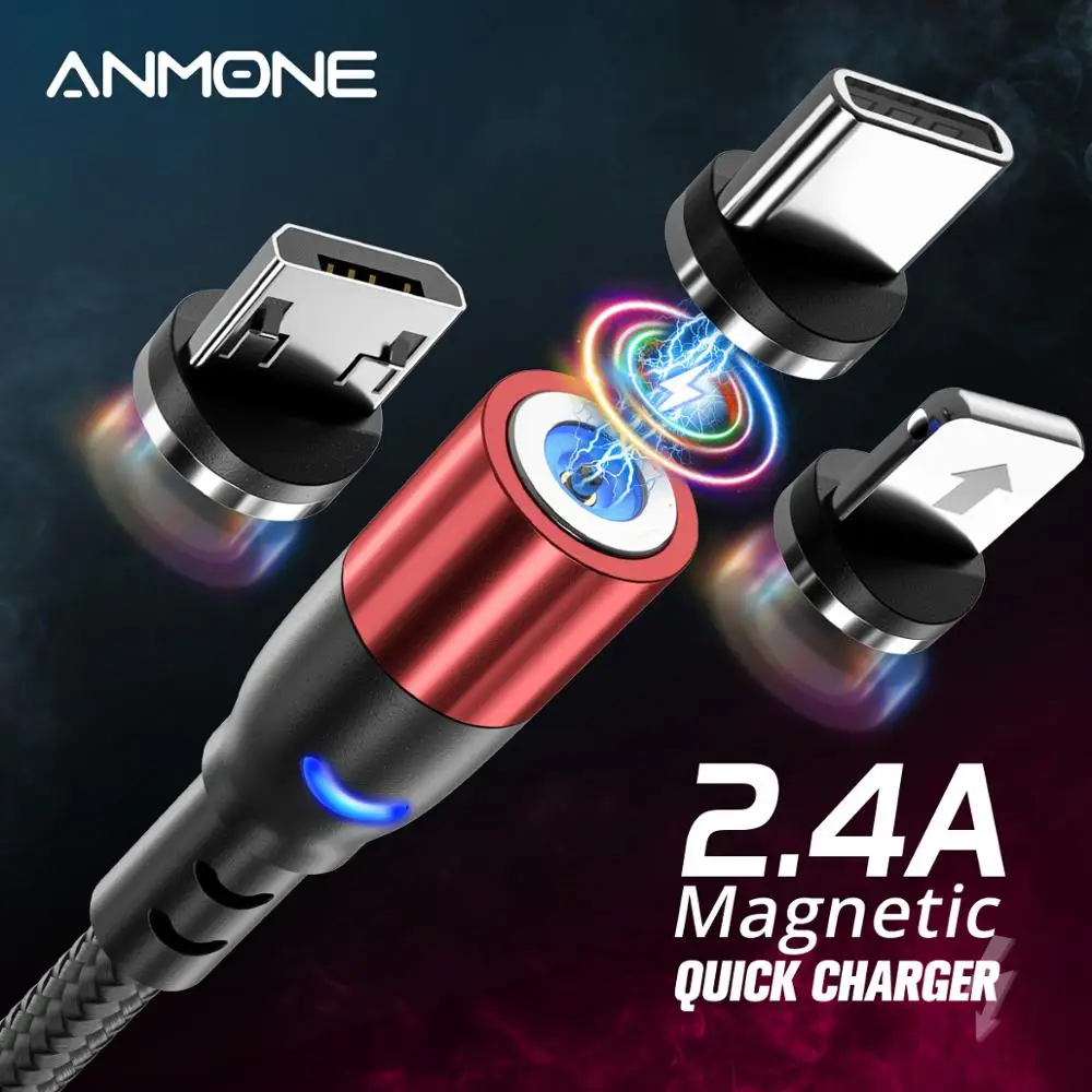 ANMONE Micro USB Магнитный кабель, USB Type c кабель для быстрой зарядки для Samsung Huawei Xiaomi Redmi Android USB C зарядный шнур
