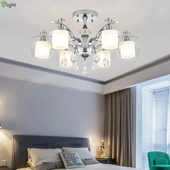 

Modern Lustre Crystal Led Chandeliers Lighting Chrome Metal Living Room Led Pendant Chandelier Lights Dining Room Hanging Lamp