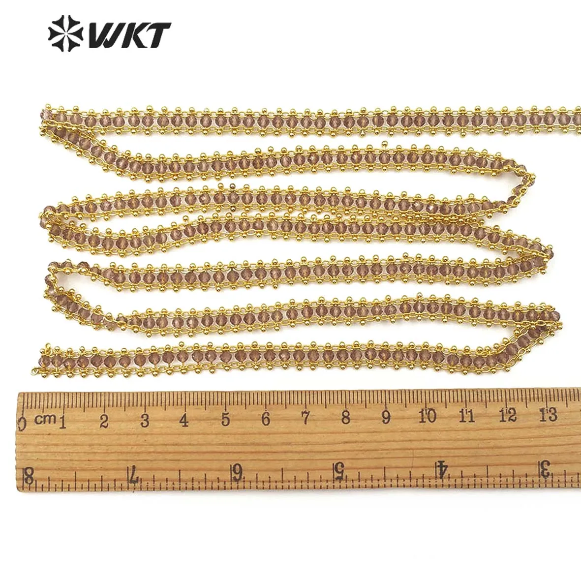 WT-RBC121, WKT, натуральный камень, четки, цепочка, 3 мм, коричневый кристалл, бусины, латунь, четки, 5 метров, для женщин, стильное Изготовление ювелирных изделий
