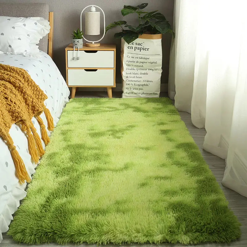 Plush Carpet For Living Room Bedroom Decoration Thick Fluffy Rug Anti-slip Floor Soft Rugs Green Tie Dying Mats Room Carpets plush rug,decorative carpet,plush carpet,non slip carpet
