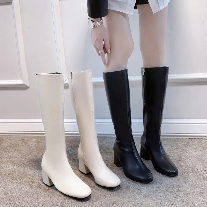 2021 New Women's Winter Boots For Women Black Knee High Boots Long Platform Zipper Female Ladies Women Booties Zapatos Mujer 40