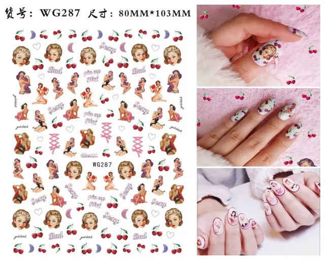 WG266-296 Summer Princess Ultra-thin Adhesive Nail Stickers Children's Girls Christmas Gifts 2021 New 3D Fashion Manicure Decals WG 287