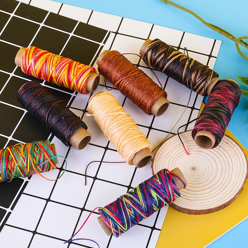LMDZ Leather Waxed Thread 1Pcs 12/30/50m 150D DIY Hand Polyester Stitching Thread Multicolor For DIY Handicraft Sewing Tools