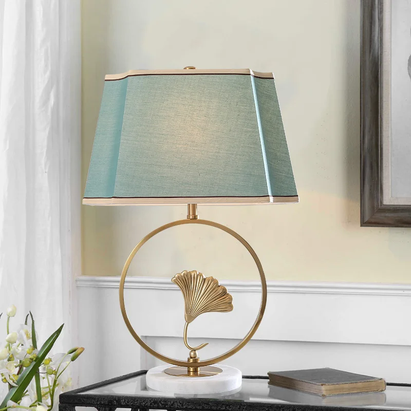 

Nordic White Marble Base Table Lamp Gold Metal Ginkgo Leaf Shape Table Lights For Living Room Bedroom Bedside Lights Fixture