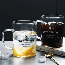 Стеклянная кофейная кружка чашка для завтрака Творческий письмо молоко чай кофе сока чашка с ручкой Кухня офисная кружка парные чашки подарки