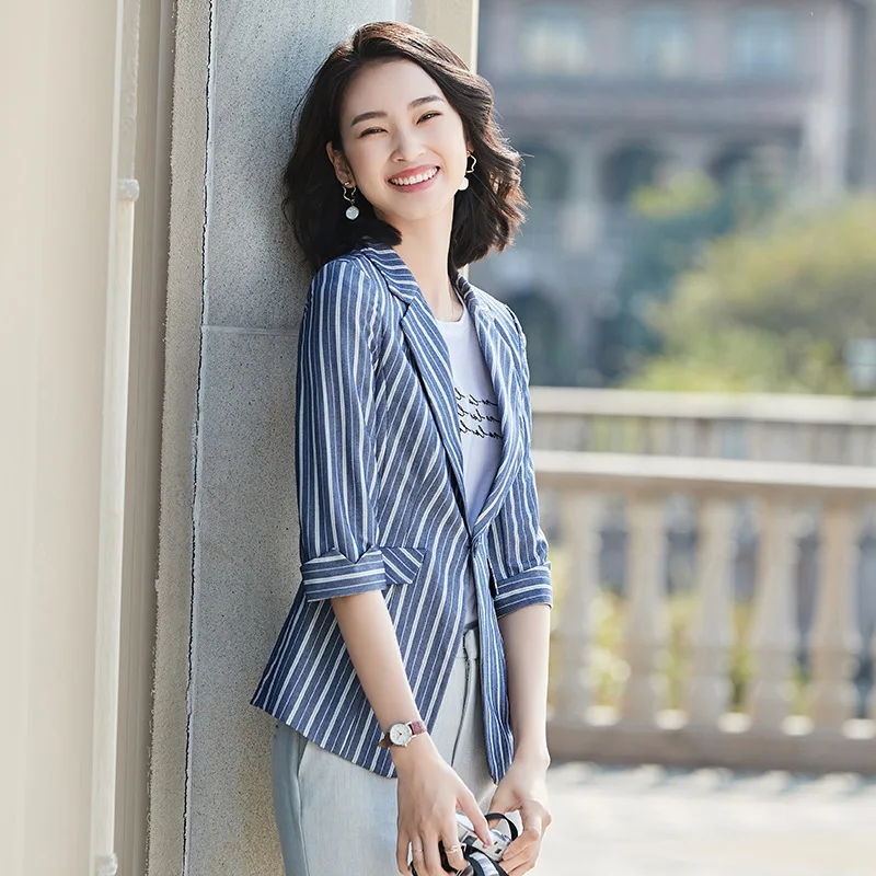 

New Style Stripes Female Suit-Style Business Elegant College Student Interview Formal Wear Small Suit Coat Fashion Yzh8820