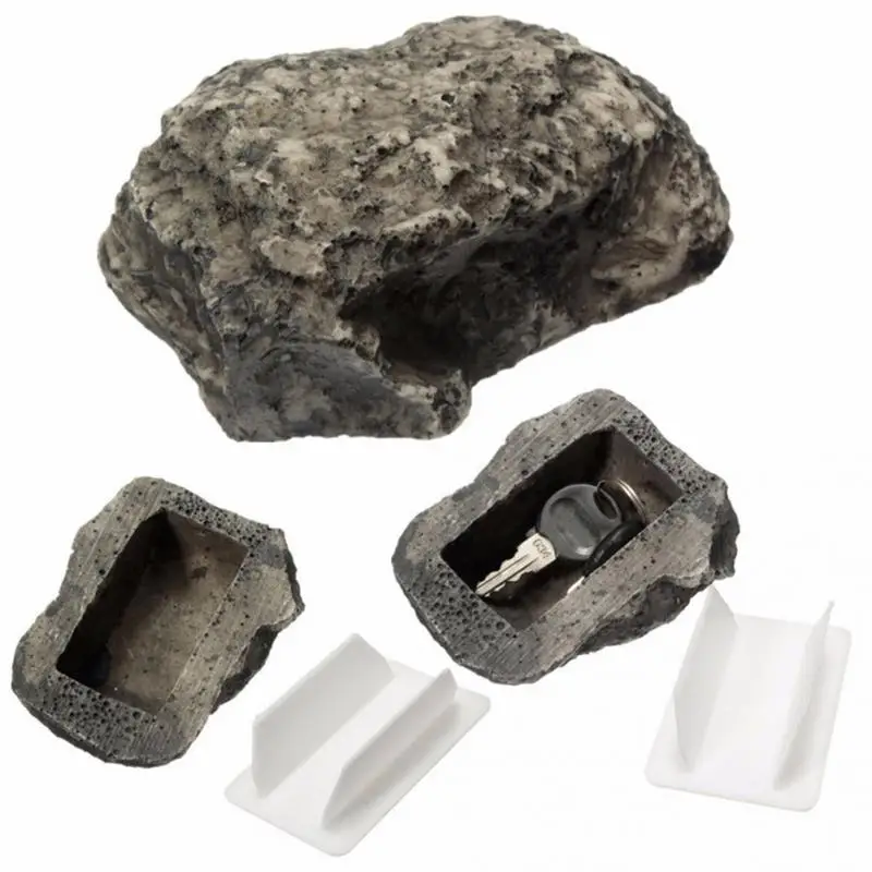 Hide a Spare Key Fake Rock Gray Camouflage Stone Diversion Safe Looks & Feels Like Real Stone Rock Safe for Outdoor Garden or Yard Geocaching Popular Practical Performance by AIYMO 