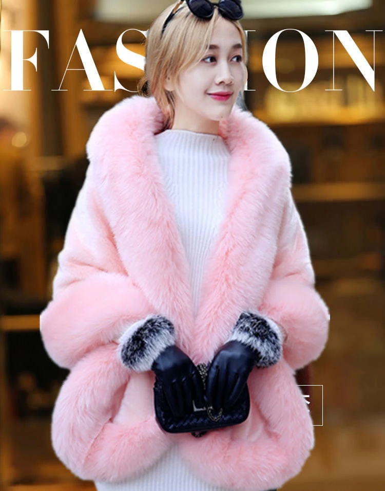 Новинка Yfashion женское модное зимнее пальто из искусственного меха мягкая длинная нежная накидка шаль-85