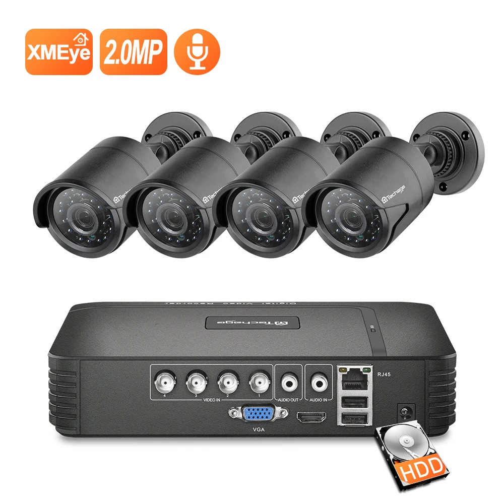 Techage 4CH 1080N AHD DVR CCTV Security System 1080P 2.0MP IR Night Vision Indoor Outdoor Camera Video Surveillance Set Techage 4CH 1080N AHD DVR CCTV Security System 1080P 2.0MP IR Night Vision Indoor Outdoor Camera Video Surveillance Set