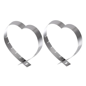 

2Pcs Multi-Function Mousse Ring Adjustable Heart Shape Cake Mold DIY Pastry Mould Spring Stainless Steel Baking Pan