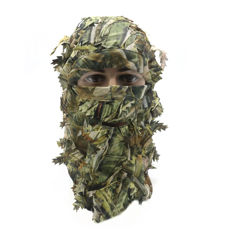 Камуфляжная маска для лица 3D стерео лист полиэстер удобная маска для охоты шляпа Балаклава полный лес CS маска для лица