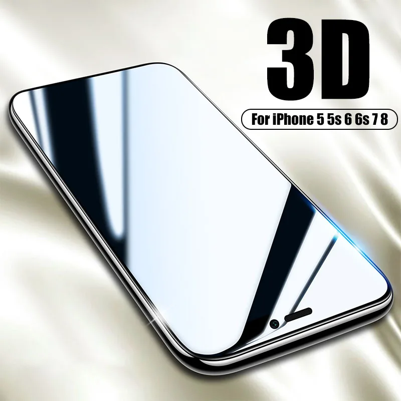3D полностью изогнутое закаленное стекло для IPhone 5 5S 5C SE 6 6s 7 8 Plus Взрывозащищенная