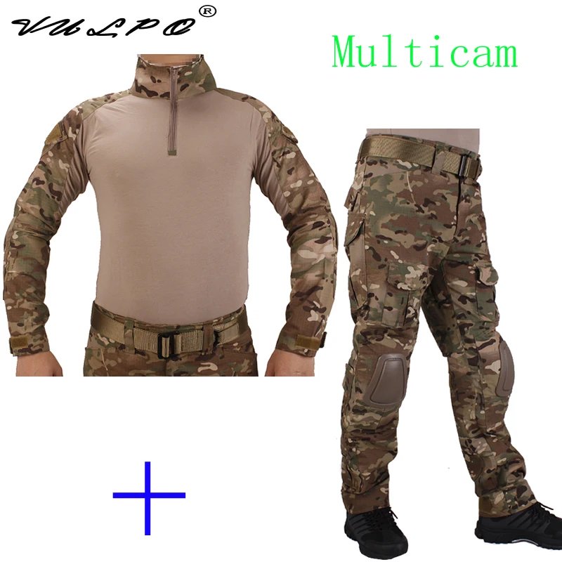 Охотничий камуфляж военная Униформа BDU Multicam рубашка с налокотниками и