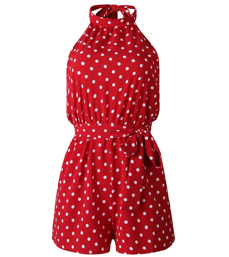 2020 Bohemian jumpsuit women summer print beach women playsuit wave point sleeveless backless sexy short ladies rompers DR282 (14)