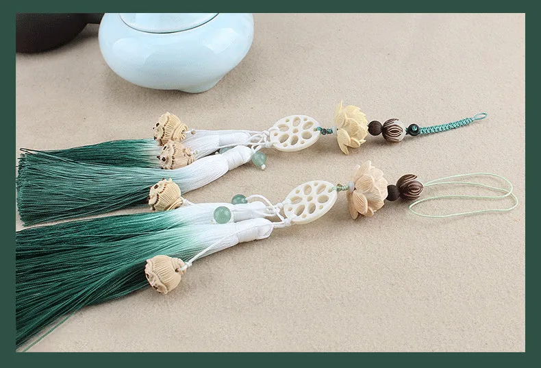 Ручной работы Huangyang Деревянные Резные Lotus Bodhi бусины кисточкой ювелирные изделия Ремесло фурнитура украшение автомобиля