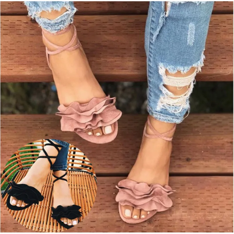 

2019 Woman Shoes Summer Cross Bandage Sandals Flats Lace-up Ankle Strap Sandalias Mujer Women's Shoes Sandalias Mujer BK036