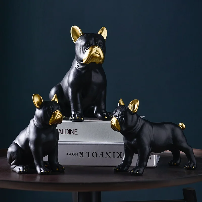 Креативная Роскошная Статуэтка французского бульдога в скандинавском стиле, статуэтка собаки, статуя животного из смолы, украшения для гостиной, для дома R3858