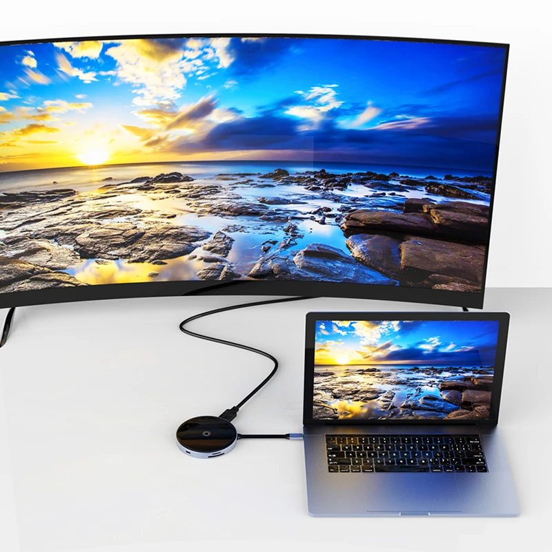 Концентратор USB Type C до 3,0 HDMI концентратор с беспроводной зарядкой для MacBook Pro мульти usb-хаб аксессуары для компьютера Разветвитель USB C концентратор