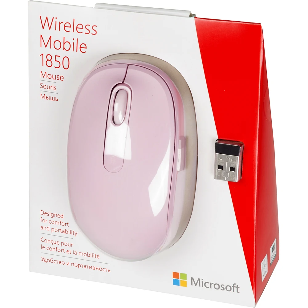 945966 Мышь Microsoft Mobile Mouse 1850 розовый оптическая(1000dpi) беспроводная USB для ноутбука(2but