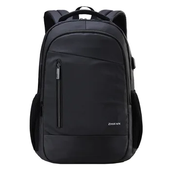 

USB Charging Men Backpack Laptop 15.6 Inch Large Capacity School Bag for Boys Teen Students College Style Bagpack Nylon Black