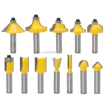 

12Pcs/Set Milling Cutter Router Bit Set 8MM Wood Cutter Carbide Shank Mill Woodworking Trimming Engraving Carving Cutting Tools
