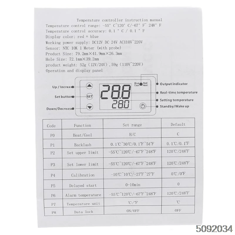 AC110V-220V DC12V термостат Отопление охлаждения регулятор температуры с зуммером