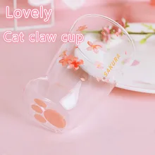 Новинка, Кошачий коготь, кружка Кошачий коготь, кружка для кофе, молока, пива, вишневый цвет, розовое прозрачное стекло