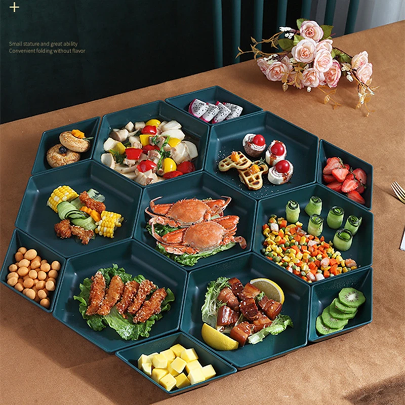 Creative Wheat Straw Plates Unbreakable Dinner Plates Polygon Plate Food Fruit Snack Flavor Plate Dishwasher Microwave Safe