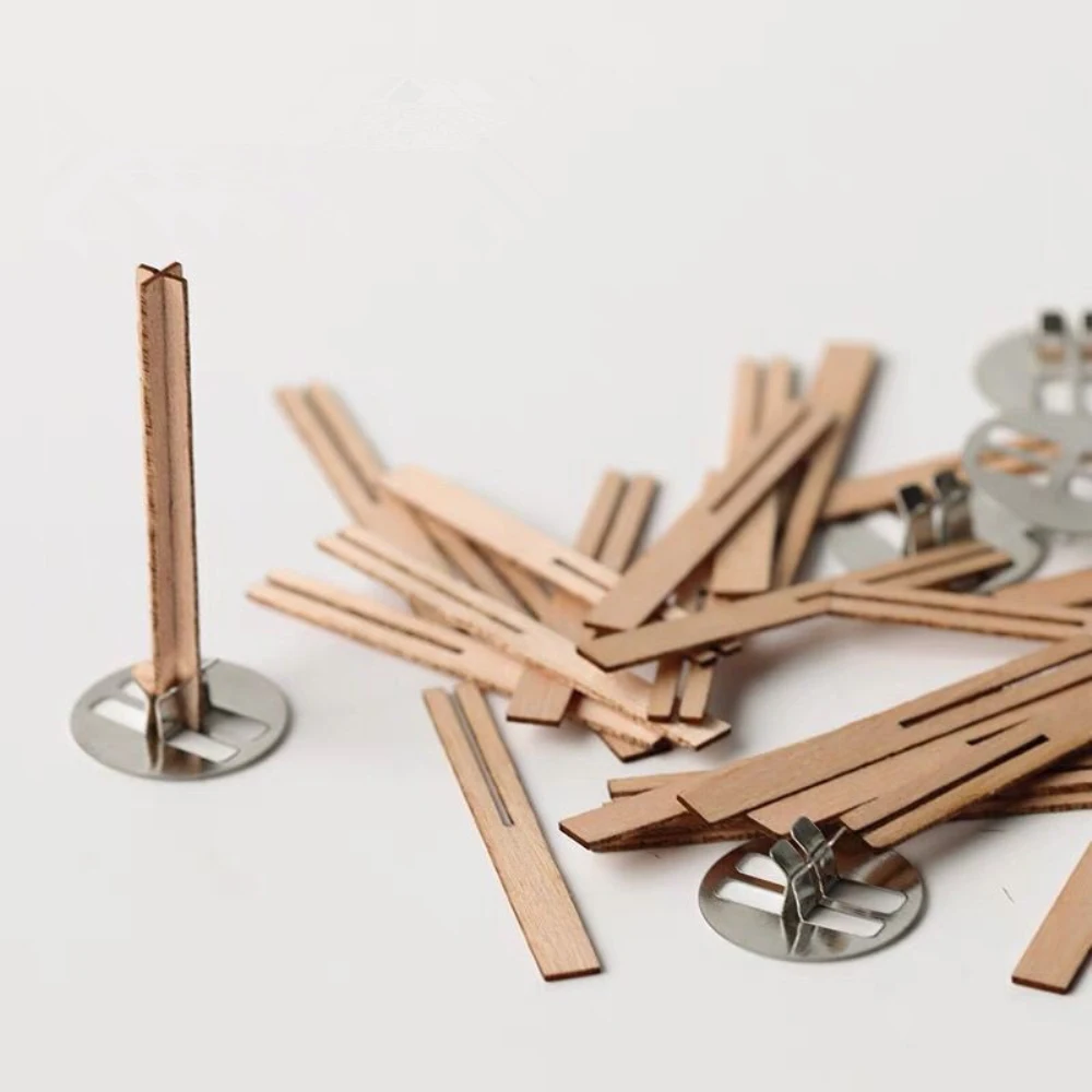 Candle Wicks Cross Wooden Wood Candle Wicks With Bases For DIY Making Supply Soy Parffin Wax Wick 3-10cm Length 10pcs