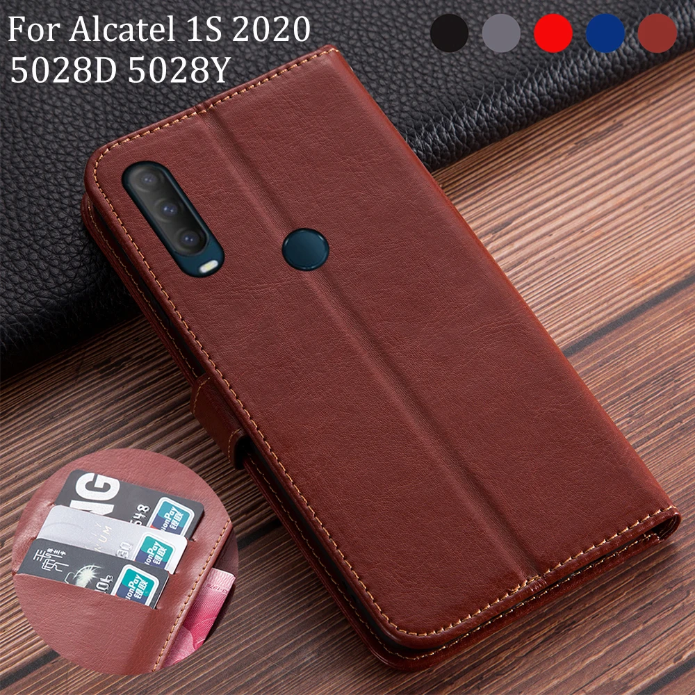 Роскошный кожаный чехол-книжка в стиле книжки для Alcatel 1 S 2020 чехол-бумажник с