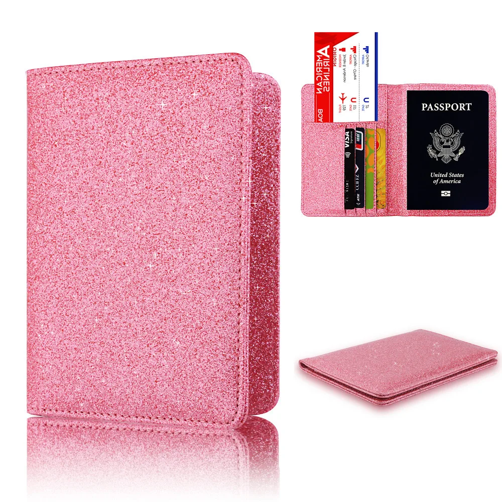 

Unisex Bright Surface Antimagnetic Certificate Card Bag Shining Leather Cover On the Passport Package Travel Passport Bag