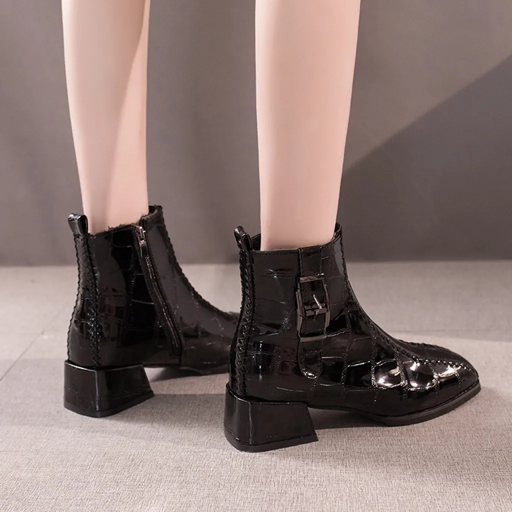 shiny leather booties