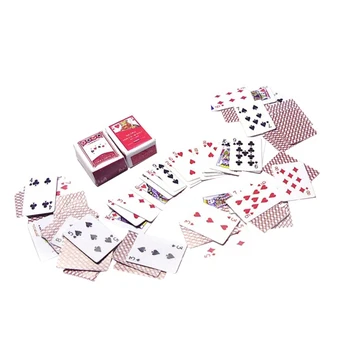 

2 Pcs Mini Playing Cards 1:12 Normal Poker Smaller Playing Cards Table Playing Board Game Doll House Ornament for Kids Adults