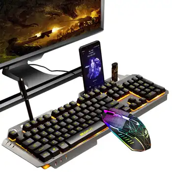 

Gaming Keyboard Mouse Set Mechanical Feel RGB LED Backlight USB Wired Ergonomic Keyboard Combos For Laptop Desktop PC Gamer