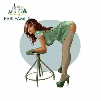

EARLFAMILY 13cm x 11.6cm Car Sticker Graphics Naughty Nurse Pin Up Girl Decal Car Styling Accessories