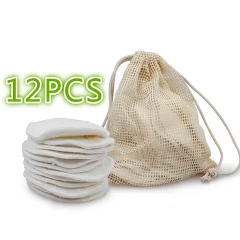 

12PC Reusable Cotton Pads Makeup Remover Pads Washable Round Bamboo Make Up Pads Cloth Nursing Pads Skin Care Tool Skin Cleaning