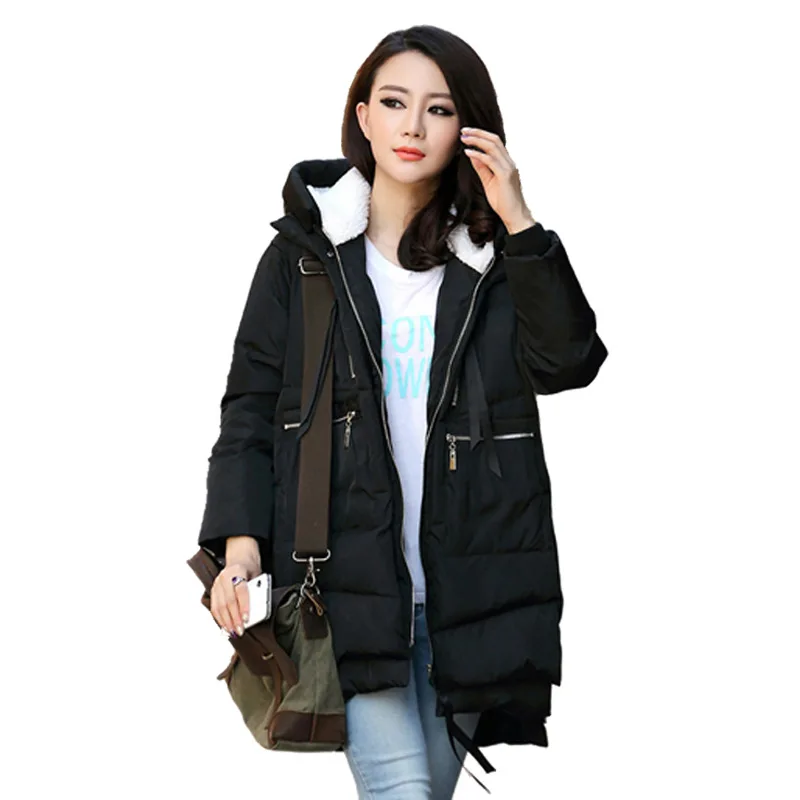 

Oversized 5XL Solid Overcoat Warm Winter Zipper Decro Long Parka Casual Cold Snow Military Loose Coats Outwear Plus Size WDC3409