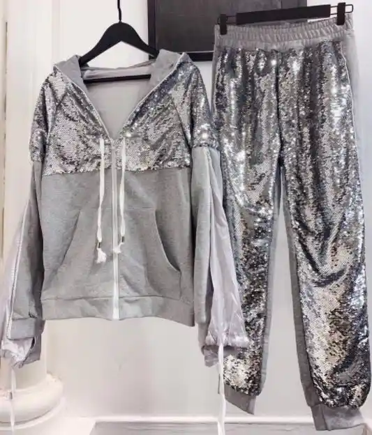 silver sequin hoodie