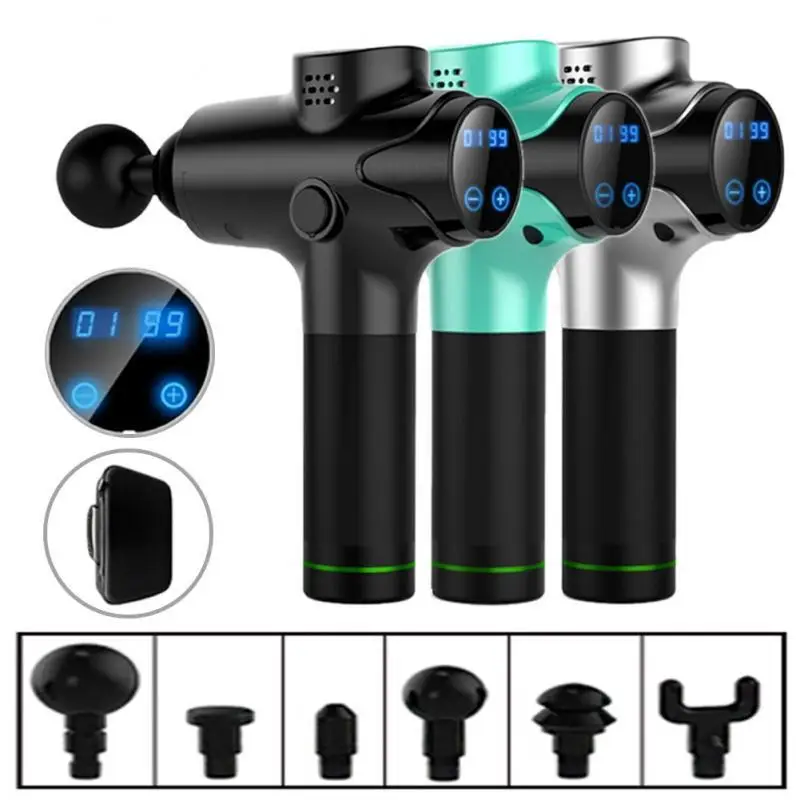Muscle Massage Gun Deep Tissue Massager Therapy Exercising Pain Relief Body Shaping With 6 Heads EM03 |