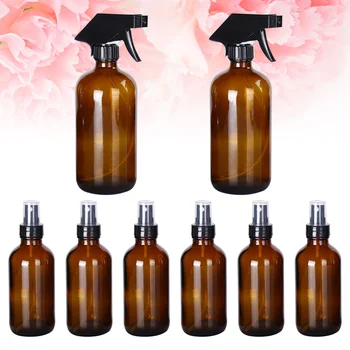 

8 Pcs Spray Bottles Glass Durable Brown Color Liquid Bottles Empty Bottles for Travel