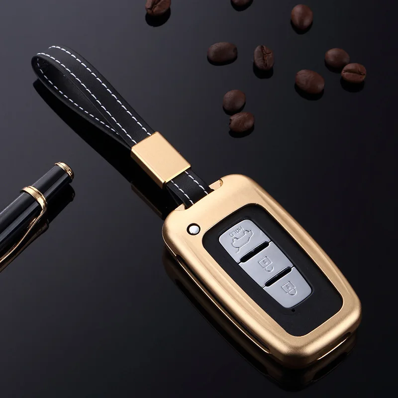 

Elegant Aluminium Alloy With Belt Key Cover Case For Hyundai Solaris HB20 Veloster SR IX35 Accent Elantra i30 For KIA RIO K2 K3